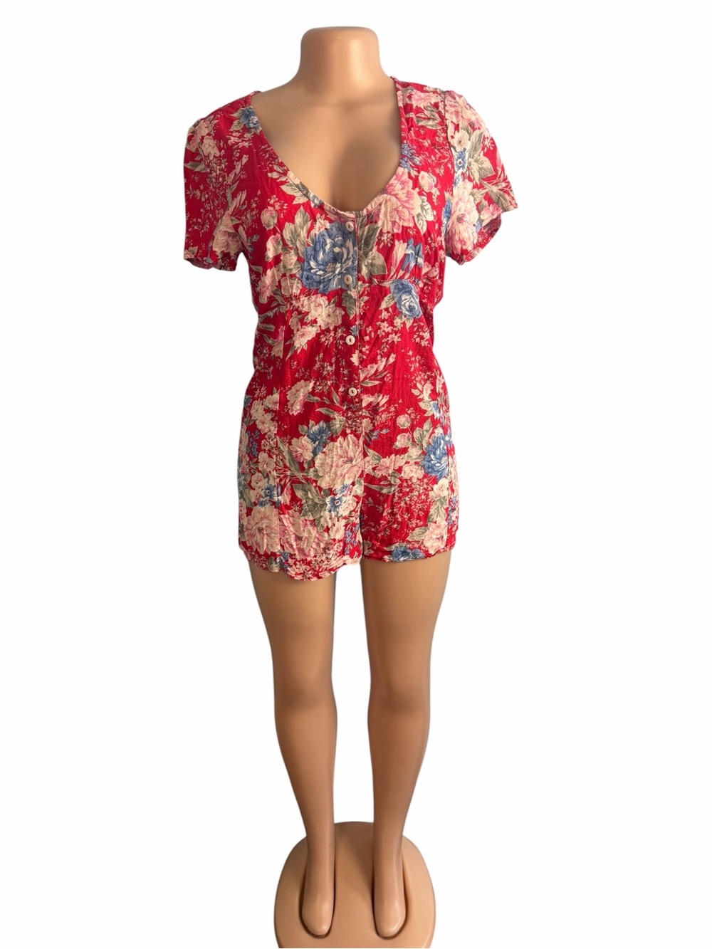 Auguste The Label Red Floral Patterned Romper